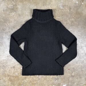 Vintage GAP Women’s XS Black Wool Blend Chunky Knit Turtleneck Sweater Y2K